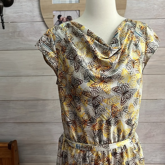 The Limited Yellow and Black Butterfly Midi Dress M - Picture 2 of 5